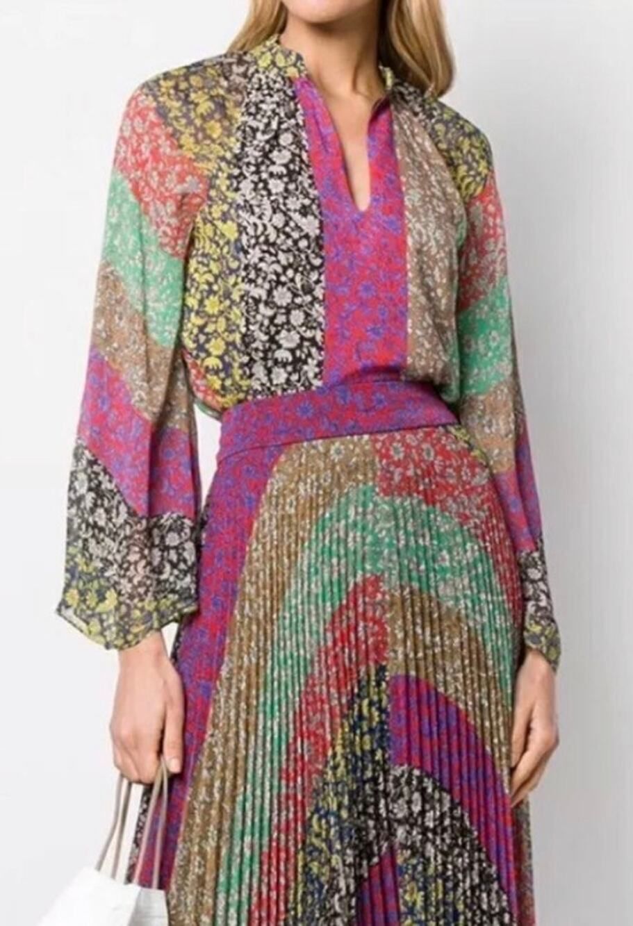 Alice + Olivia Prija Patchwork Blouse Sz. S